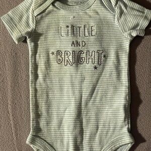 Little Me Green Striped Bodysuit with 'Little and Bright' Design